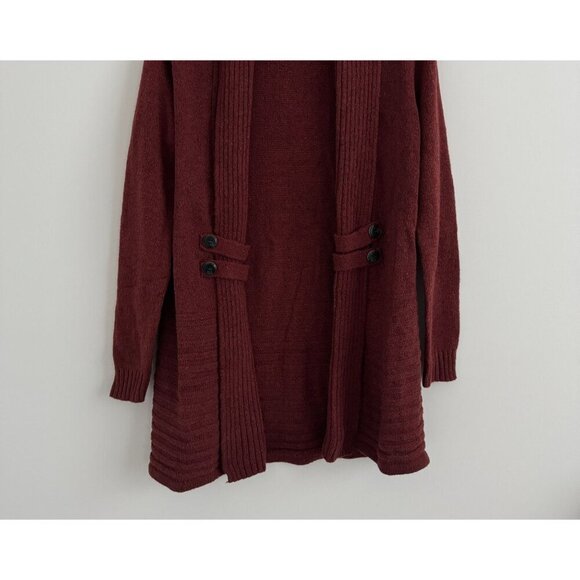 Fortune + Ivy Women Burgundy Open Front Knit Cardigan Sweater Size M - Picture 7 of 10